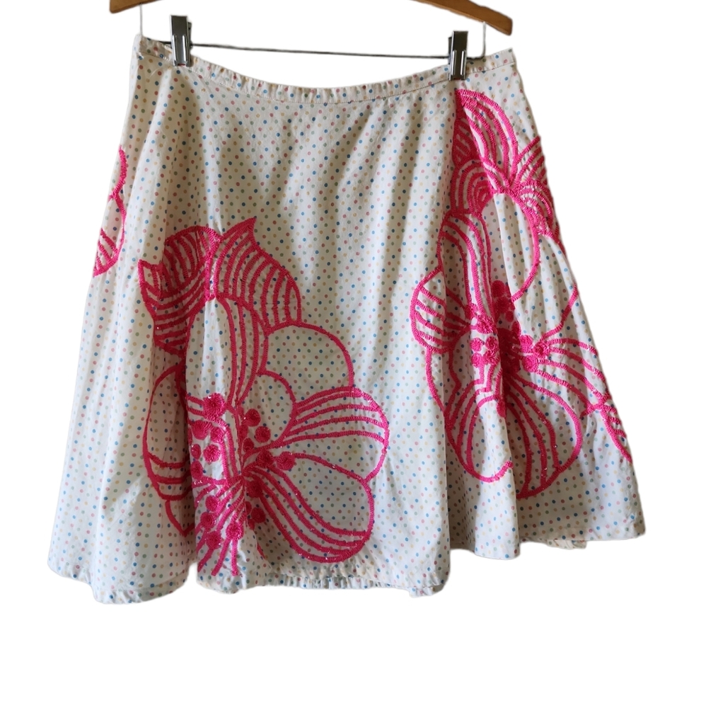 French Connection beaded floral polka dot a line mini skirt size 8